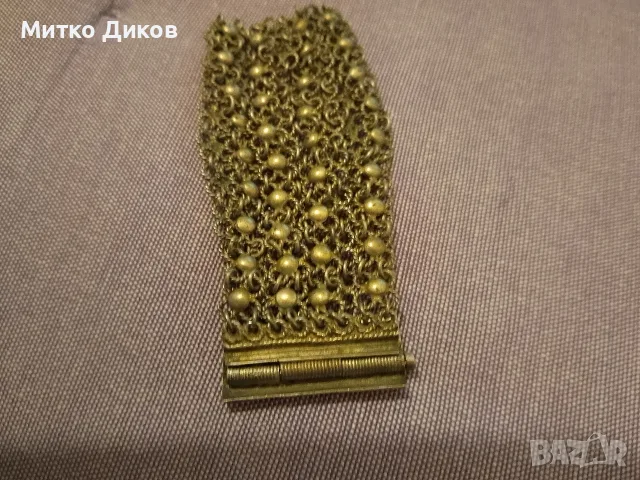 Vintage traditional Anatolian Gilded Bracelet -възрожд.гривна ,куюмджийски накит позлатена , снимка 2 - Гривни - 56093032