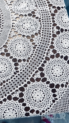 Красива плетена покривка цвят екрю 165см, снимка 12 - Покривки за маси - 52062462