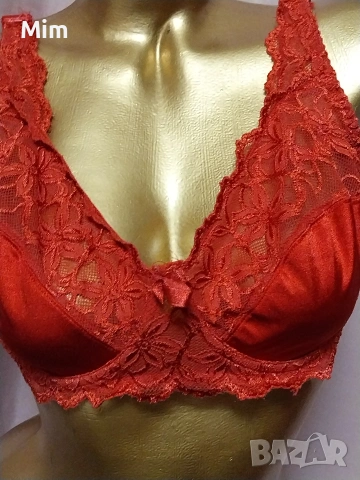 95 D Червен дантелен сутиен , снимка 3 - Бельо - 53137564