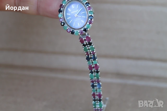 Дамски сребърен часовник ''Vialux'' с полускъпоценни камъни, снимка 16 - Дамски - 51331152