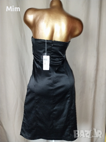 L Черна сатенена рокля с пайети , снимка 9 - Рокли - 44802406