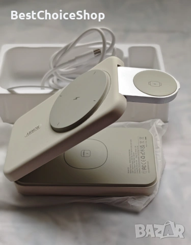 RORRY 10000mAh магнитна външна батерия, безжична зарядна станция, снимка 4 - Външни батерии - 53244486