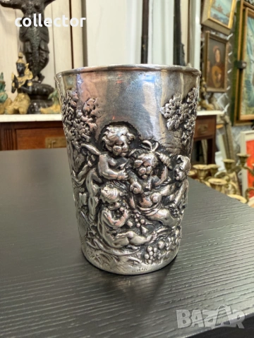 Автентична сребърна чаша - Рококо. №7995, снимка 4 - Антикварни и старинни предмети - 53945630