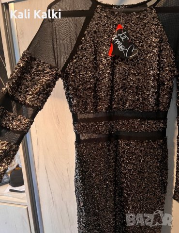 Дамска дълга рокля от паети и тюл, снимка 2 - Рокли - 42450319