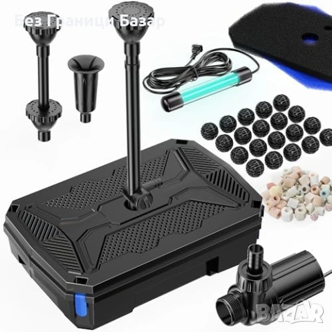 Нов POPOSOAP Филтър за езеро 4500L/h UV 12W фонтан водопад градина двор