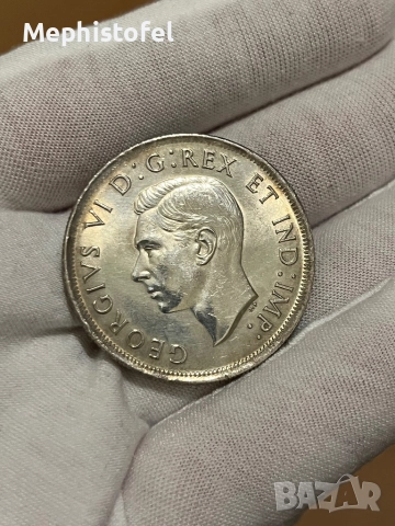 1 долар 1939 г , Канада - сребърна монета, снимка 2 - Нумизматика и бонистика - 52792490