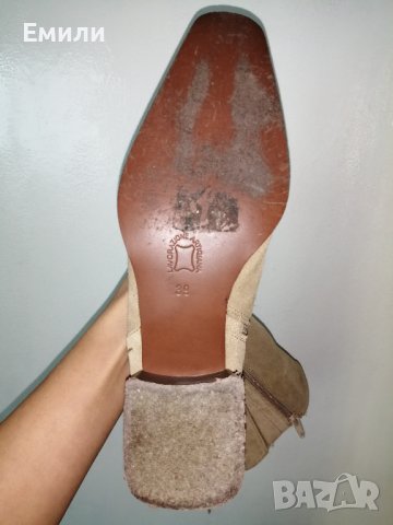 №39 ONLY дамски обувки боти ботуши от естествена кожа велур в бежов цвят-подарък при поръчка над 7лв, снимка 14 - Дамски ботуши - 42814435
