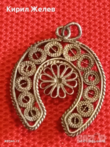 Сребърен медальон ПОДКОВА филигранна изработка символ на късмет и защита 52605, снимка 8 - Колиета, медальони, синджири - 53051108