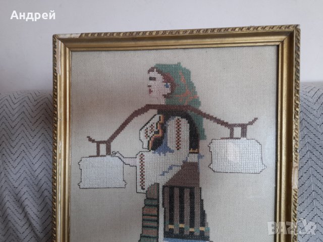 Стара бродирана картина #2, снимка 2 - Други ценни предмети - 44480368