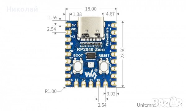 Платка RP2040-Zero, Raspberry Pi Pico съвместима, снимка 4 - Друга електроника - 40461338