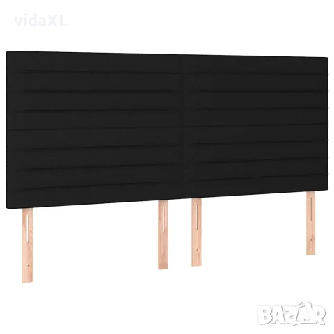 vidaXL Табла за легло, черна, 200x5x118/128 см, плат