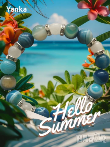 Гривна ръчна изработка - Blue , снимка 3 - Гривни - 51288086