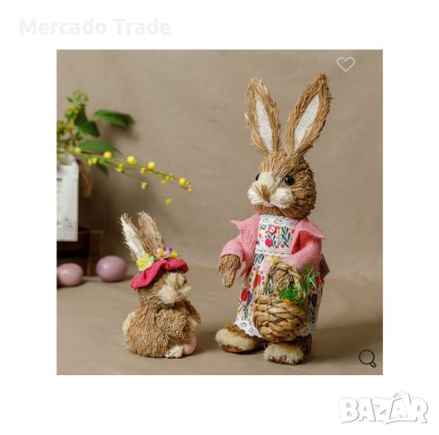 Великденско декоративно Зайче Mercado Trade, Флорална рокля, 37см., снимка 3 - Декорация за дома - 44478168