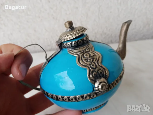 Глина,метал,чайник,Мароко,керамика, Маракеш,, снимка 4 - Антикварни и старинни предмети - 47824647
