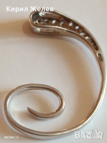 Артистично сребърно колие с инкрустирани кристали стил и елегантност 52776, снимка 6 - Колиета, медальони, синджири - 53069099