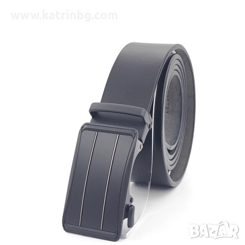 Стилен мъжки комплект естествена кожа в черно-Колан и портфейл, снимка 3 - Подаръци за мъже - 52415027