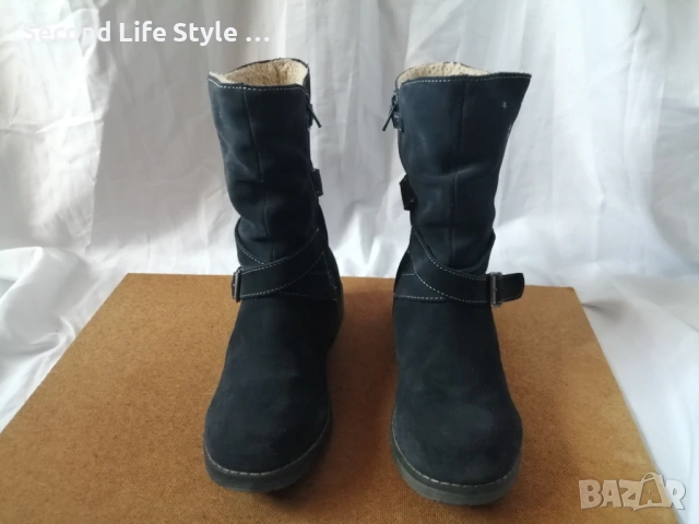 Lurchi № 38 дамски боти естествен велур в син цвят, снимка 6 - Дамски боти - 53138099