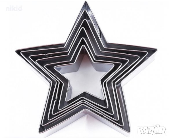 6 размера звезда метални резци форми за бисквитки фондан тесто украса декорация, снимка 2 - Форми - 31644978