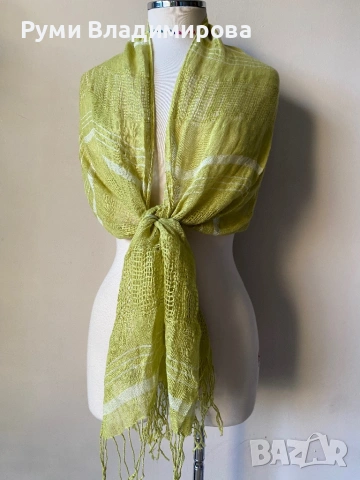 Зелен/ жълт шал/ различни видове, снимка 10 - Шалове - 50106959