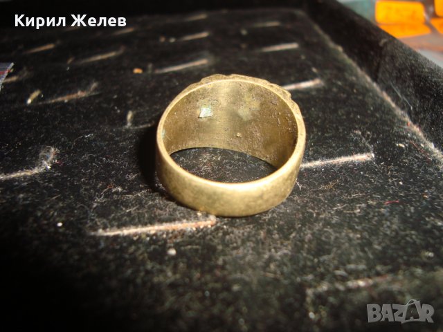 СТАР ПОЗЛАТЕН БРОНЗОВ ПРЪСТЕН ОРНАМЕНТИРАН РЪЧНО МАЙСТОРСКА АРТ ИЗРАБОТКА МАСИВЕН 20312, снимка 4 - Пръстени - 33846738