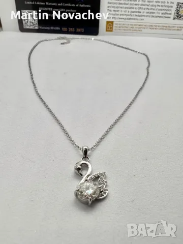Сребърно колие с мойсанит (Диамант) 1 карат, снимка 5 - Колиета, медальони, синджири - 50106807