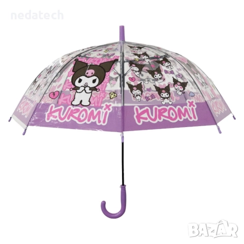 Детски чадър Kuromi, Розов, 66см., снимка 3 - Чадъри - 51765823