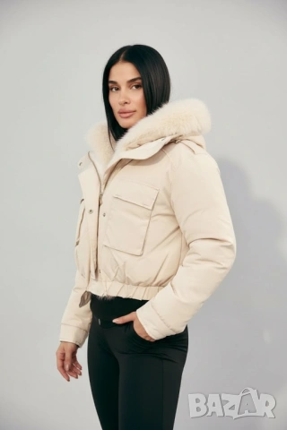 Уникално късо зимно яке с пух три цвята , снимка 11 - Якета - 47977264