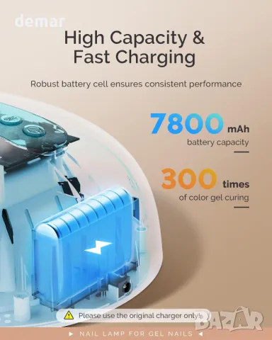 MelodySusie UV LED лампа за нокти, P-PLUS30G акумулаторна безжична UV светлина за гел нокти, снимка 6 - Продукти за маникюр - 48992124