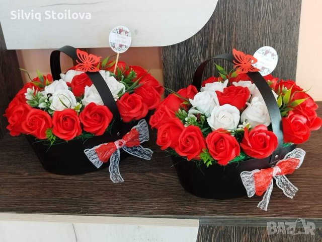 Кошници със 21 сапунени рози, снимка 2 - Подаръци за жени - 39594755
