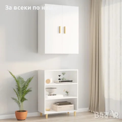 Окачен стенен шкаф, бял, 69,5x34x90 см, снимка 4 - Шкафове - 48049615