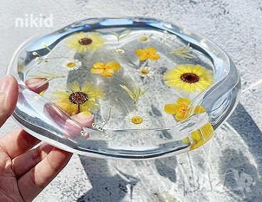 кръг кръгла подложка основа чиния поднос калъп силиконов молд форма за направа смола гипс, снимка 3 - Форми - 38235842