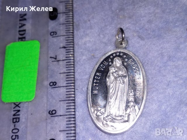 ПОСРЕБРЕНА ДВУСТРАННА НЕМСКА РЯДКА КАТОЛИЧЕСКА ИКОНКА РЕЛИГИОЗЕН МЕДАЛЬОН 31240
