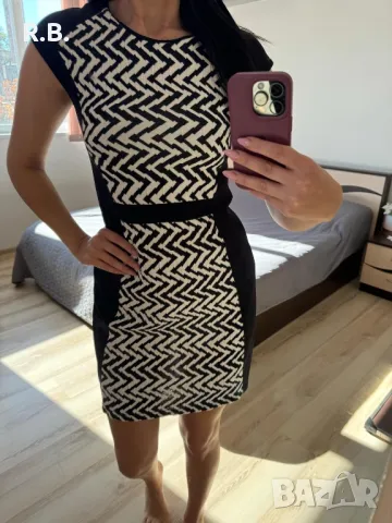 Черно/бяла елегантна рокля, М размер