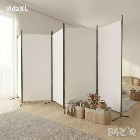 vidaXL Параван за стая, бял, 5 панела, 433x180 см, плат, снимка 2 - Паравани - 56147217
