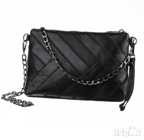 Модерна дамска чанта от ест. к. в елегантен дизайн с метлна дръжка за рамо тип синдцир 32/20см, снимка 2 - Чанти - 44743283