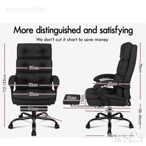 ПРОМОЦИЯ Луксозен офис стол с ергономичен дизайн, регулируема височина и облегалка D-OCH-3PAD-FA-BK, снимка 6 - Столове - 50780683