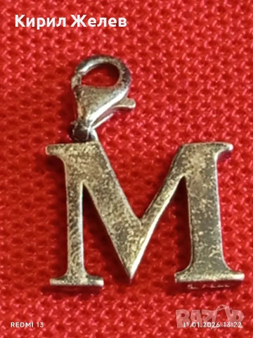 Сребърен медальон с буква "М" винтидж стил майсторска изработка 28345, снимка 6 - Колиета, медальони, синджири - 53062223