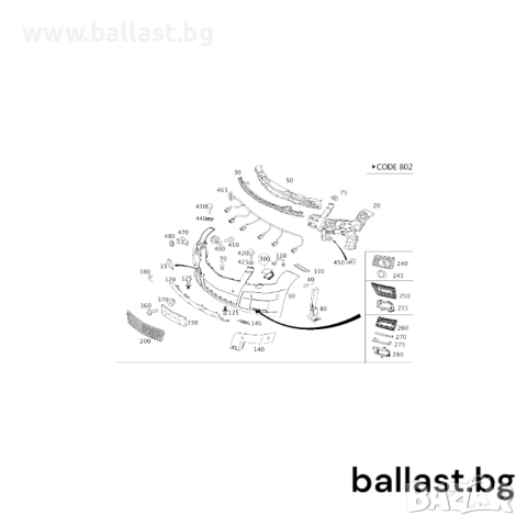 Инсталация предна броня A2045400608 GLK W204