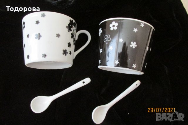 Сет  черно-бели чаши за кафе, снимка 4 - Чаши - 33690110