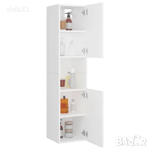 vidaXL Шкаф за баня, бял, 30x30x130 см, инженерно дърво, снимка 4 - Шкафове - 56147759