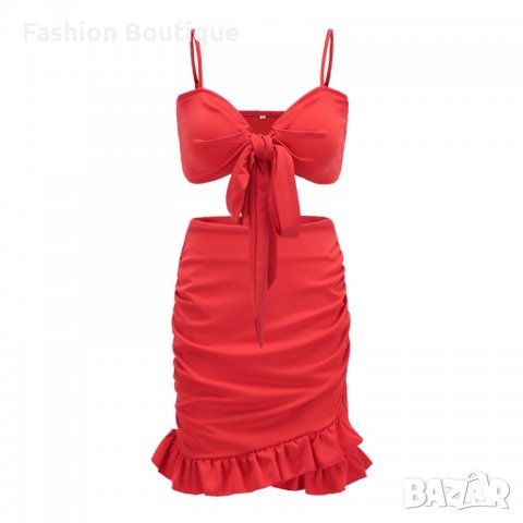 Червен комплект от 2 части плажен летен, снимка 7 - Рокли - 30471745