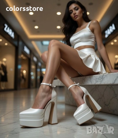 Сандали на ток - бяла перла - VTK25 