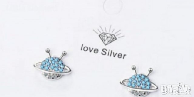 Sale Сребърни обеци,"Delicate Universe",планети с кристали,blue/нови