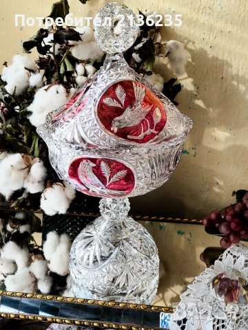 Фруктиера и бонбониери кристал Hofbauer, снимка 3 - Сервизи - 52019200