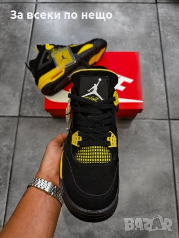 Air Jordan 4 Retro “Black/Yellow” Мъжки Маратонки С Кутия👟Мъжки Спортни Обувки Код SM-89, снимка 1