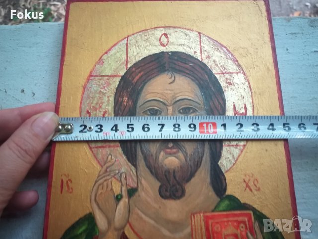 Стара ръчно рисувана икона в отлично състояние Исус Христос, снимка 7 - Колекции - 33854348