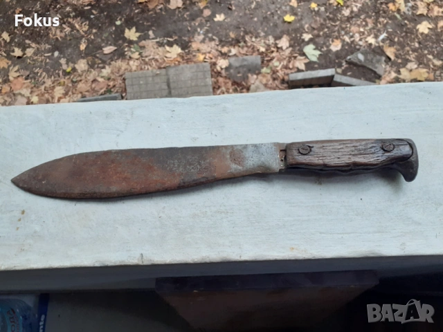 Стар масивен кован военен боен нож мачете ПСВ маркировка, снимка 2 - Антикварни и старинни предмети - 53270243