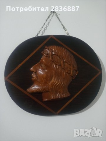 Винтидж дървена религиозна плоча за стена., снимка 2 - Антикварни и старинни предмети - 35438207