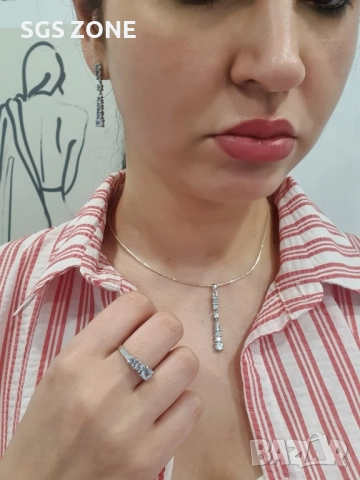 сребърни обеци с топаз или гранат, снимка 3 - Обеци - 52275943