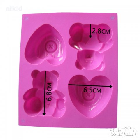 Мече и сърце дълбоки силиконов молд форма калъп за сапун гипс шоколад мъфин кекс фондан, снимка 4 - Форми - 25047577